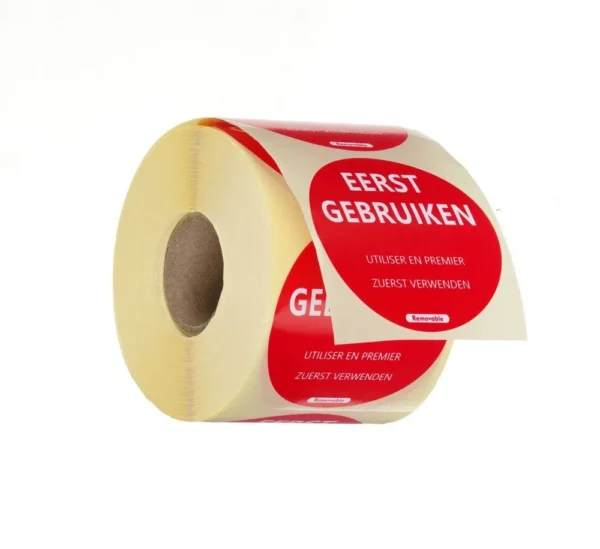Voedselveiligheidsstickers, multifunctioneel, eenvoudig verwijderbaar, “EERST GEBRUIKEN”