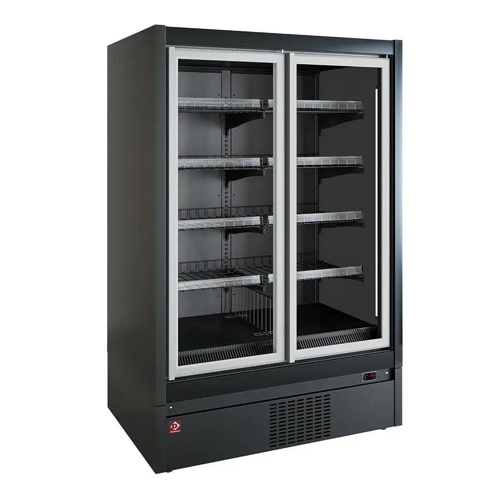 Wall-mounted freezer element, self-service, swinging doors - FULL BLACK - Main Image