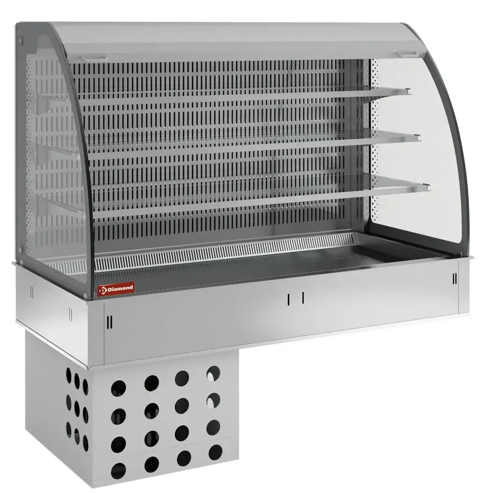 Wall with top and open display on 3 levels (with curtain), refrigerated, ventilated, 3x GN 1/1 - Main Image