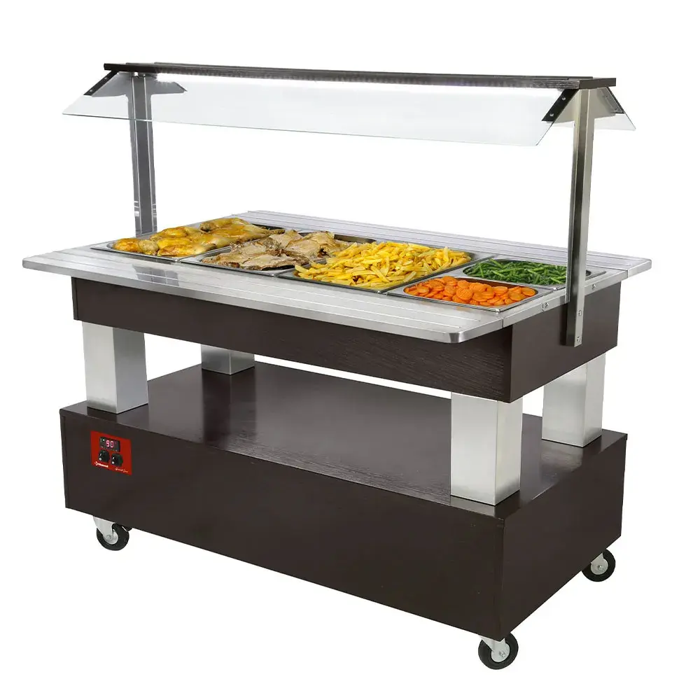 Warming/bain-marie salad bar, 4x GN1/1-150 (wengé wood) - Main Image