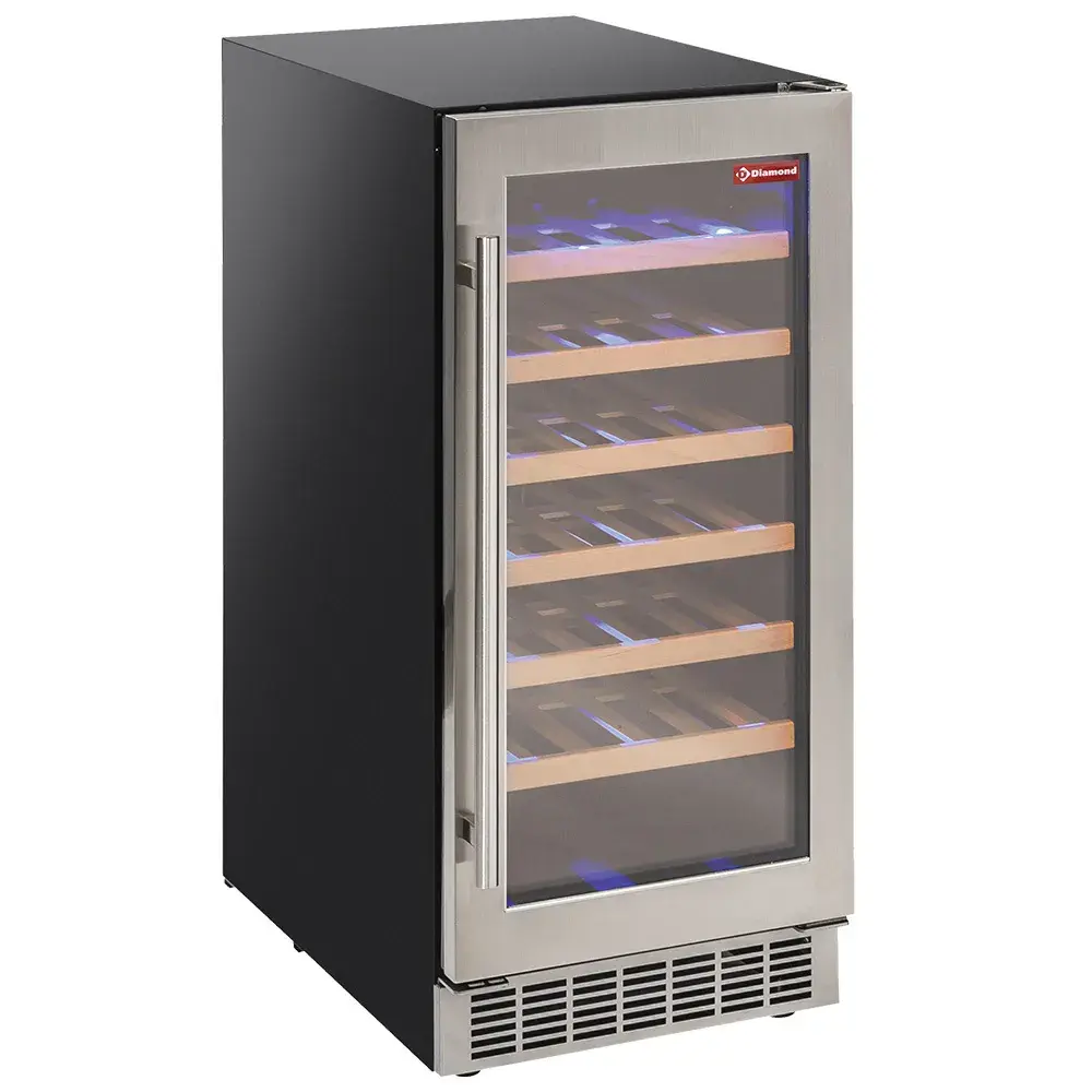 Wine cabinet, ventilated, stainless steel door, 106 Lt., BLACK - Main Image