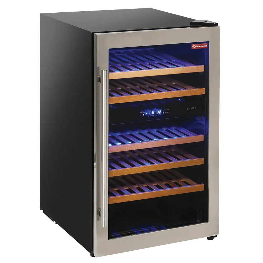 Wine cabinet, ventilated, stainless steel door, 140 Lt., 2 T°, - BLACK - Main Image